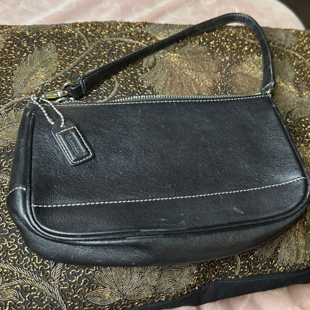 Coach Hamptons Demi Mini Black Leather Hand Bag Y2K Vintage 7785